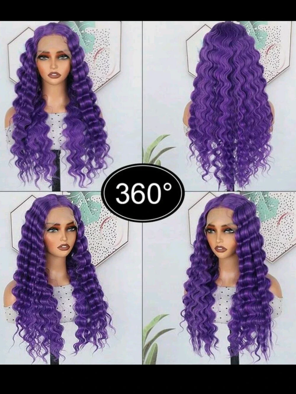 Purple Deep Wave Lace Front Wig - Vibrant Purple Women Hair 28 Inches